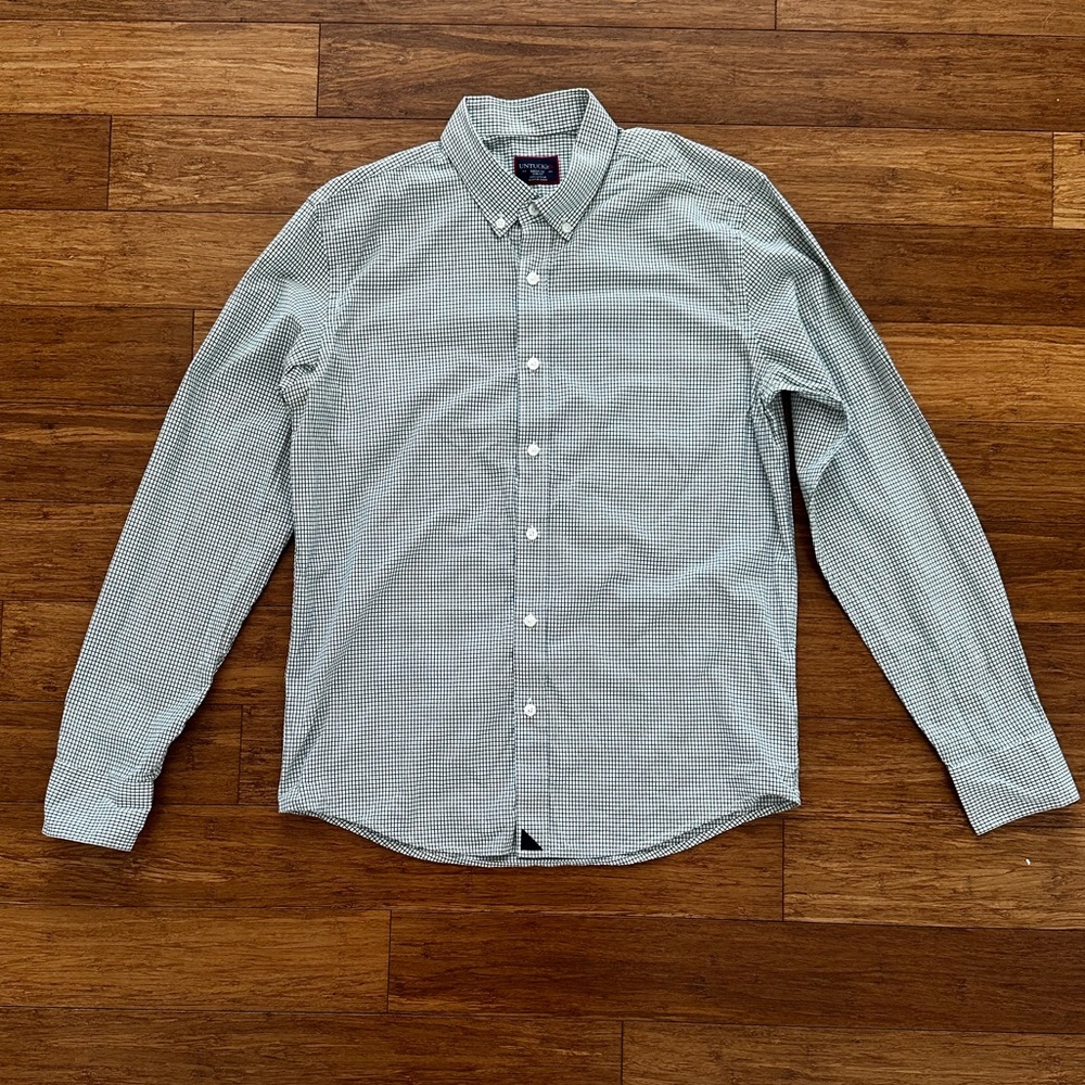 UNTUCKit Men's Light Green Checkered Shirt Medium Slim Fit - Picture 1 of 8